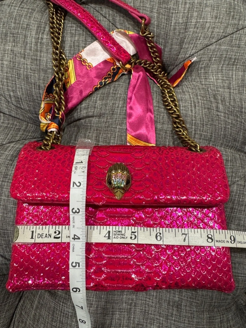 Kurt Geiger Bag Kensington Snake Embossed Sample Sale Pink Textured Crossbody - Picture 17 of 17